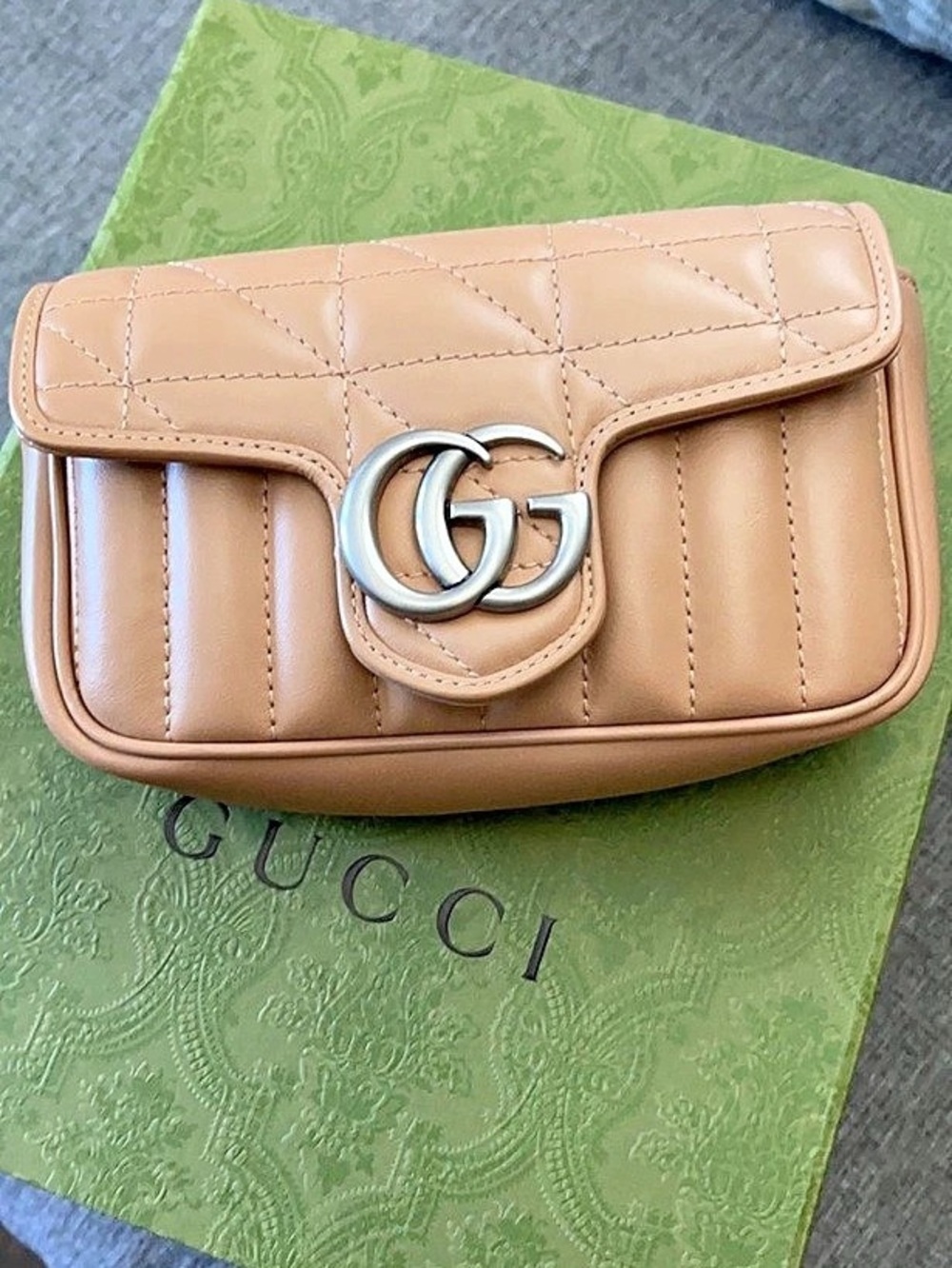 Gucci GG Marmont Matelassé Leather Super Mini Bag Tan